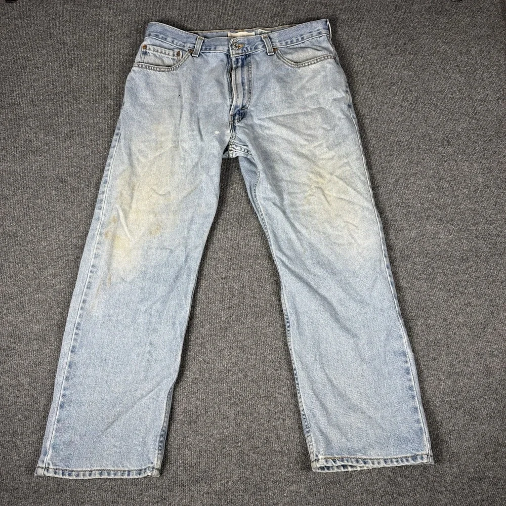 Levi's 505 Vintage Light Wash Distressed‎ Denim Jeans Straight Leg 36x30